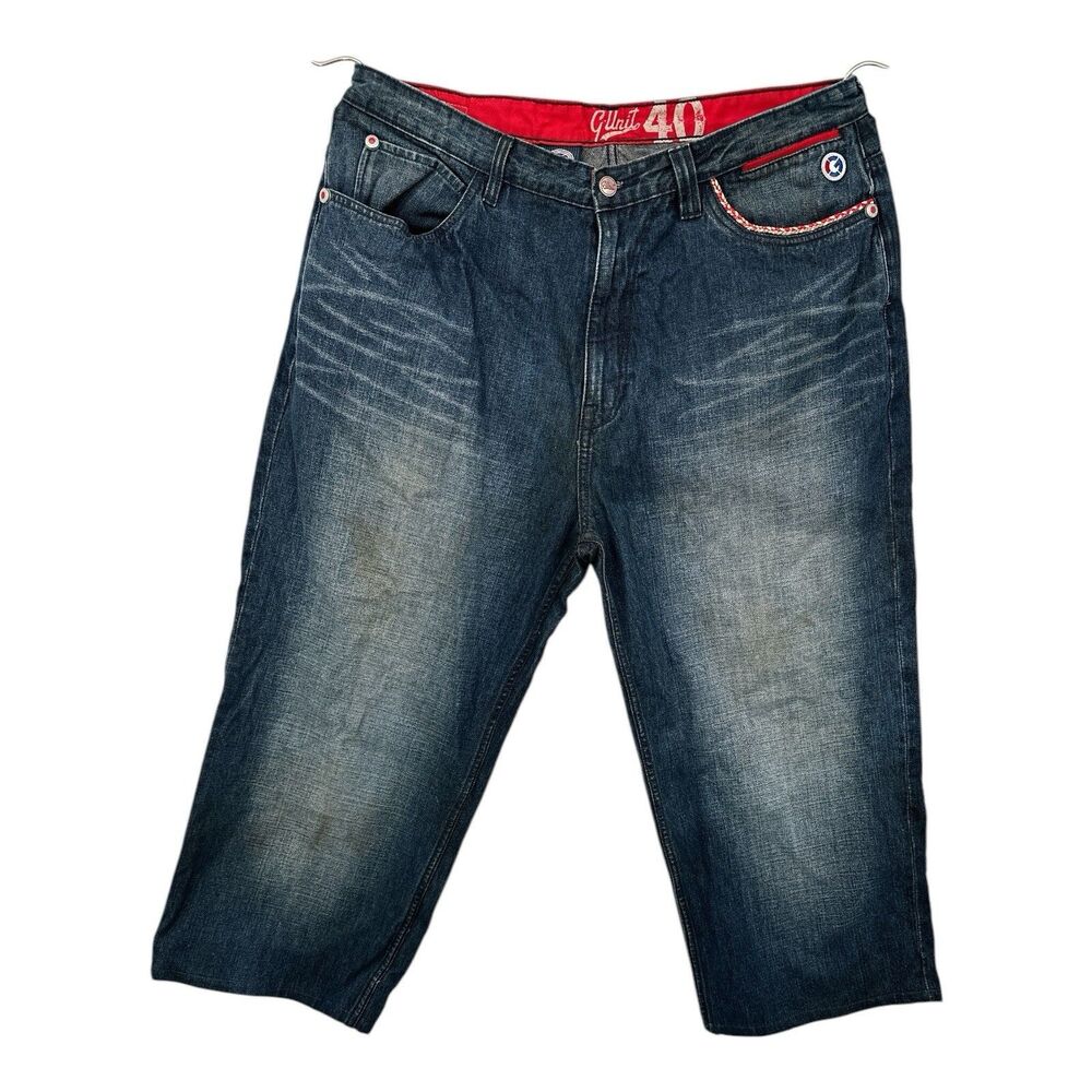 VTG G Unit Blue Heavy Long Loose Baggy Y2K Hip Hop Skater‎ Jean Shorts Men's 40